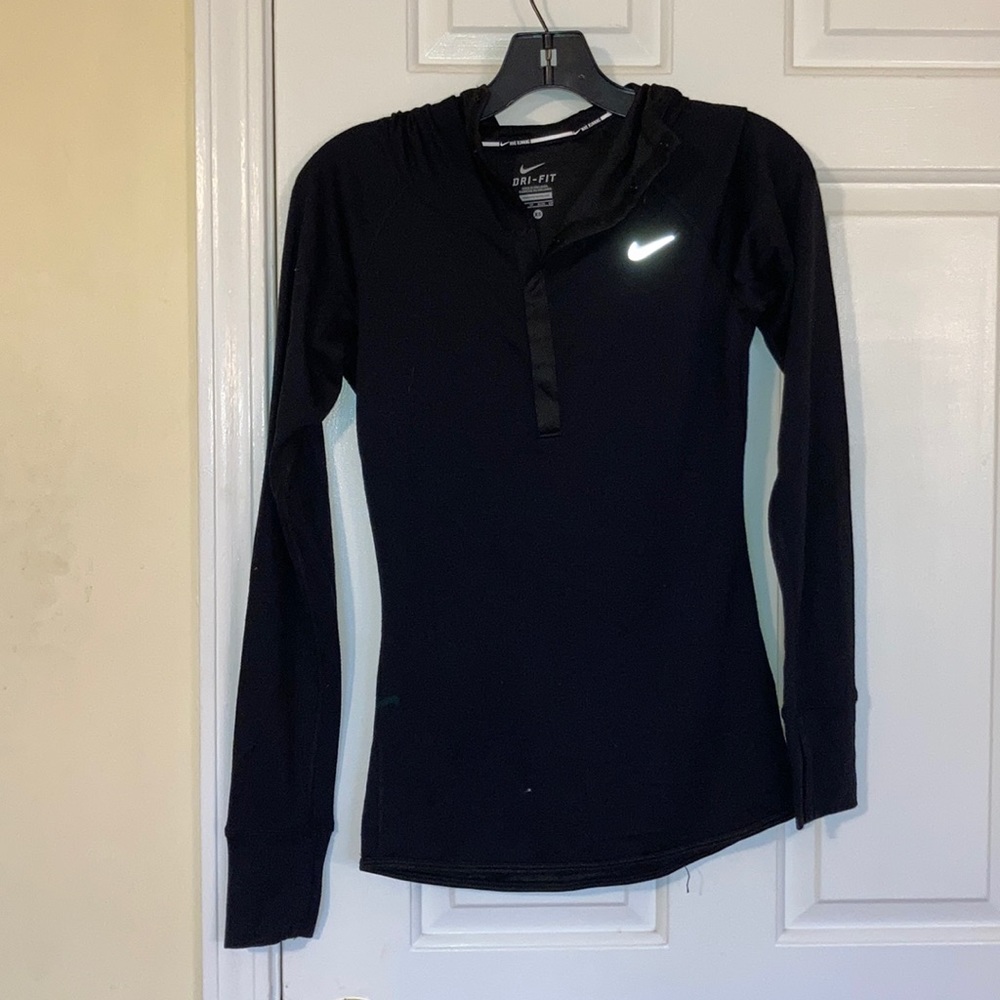 Black Nike running snap button quarter zip